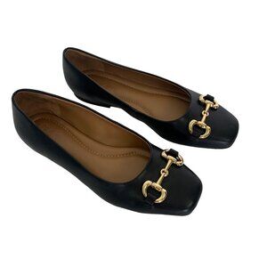 Nordstrom Rack Womens Shoes Flats 7 Black Leather Loafer Ballet Work Classic